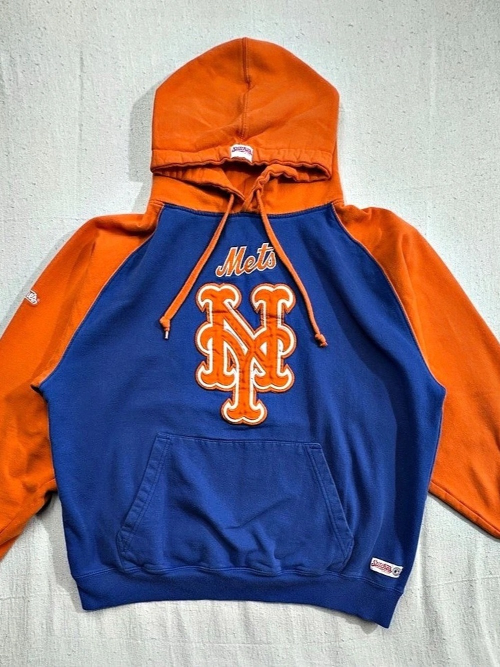 Stitches New York Mets XL Blue Orange Embroidered NY Pullover Hoodie x